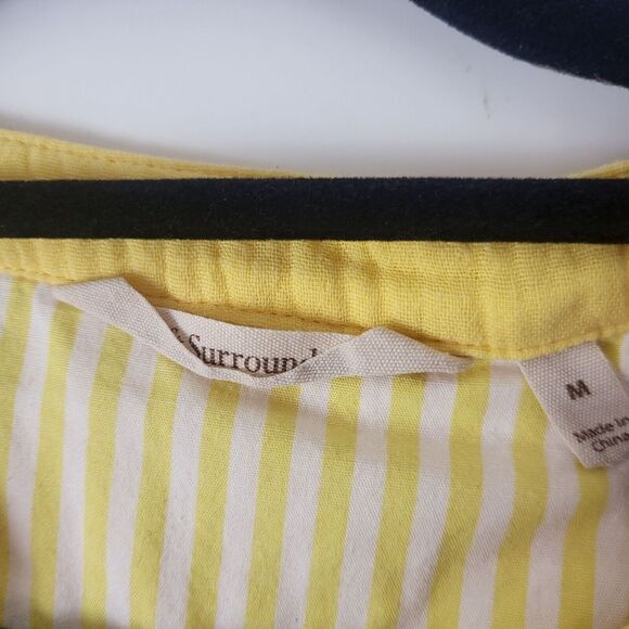 Soft Surroundings Long Sleeve Top M Womens Yellow Pop Over V Neck 100% Cotton - Picture 7 of 11